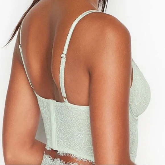 Victoria's Secret Lace Unlined Long Line Demi Bra in Pale Sky Gray 34D - Picture 4 of 8